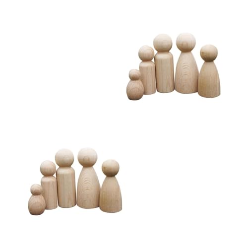 TEHAUX 2 Sätze Puppenspielzeug Diy Malerei Puppe Dekoration Material Marionette Dame Puppen Bemalen Puppe Malen Peg-puppe Unvollendet Puppenpuppe Dolly Buche 5 Stück * 2 von TEHAUX