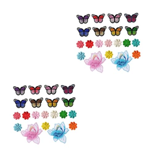 TEHAUX 2 Sätze Schmetterlingsblumenbeet Flicken Aufnähen Patch-aufkleber Für Kleidung Applikationen Für Kleidung Charm-stoff-patch Stereoskopischer Kleidungsfleck 20 Stück * 2 von TEHAUX
