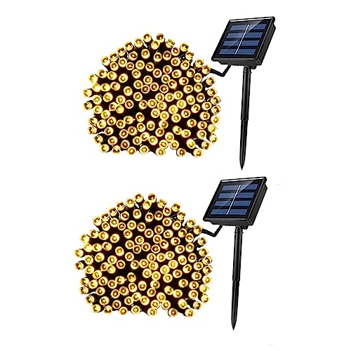 TEHAUX 2 Sätze Solarbetriebene LED Lichterkette mit Warmweißen Leds für Garten Weihnachten und Dekorative Außenbeleuchtung mit Speicherchip von TEHAUX