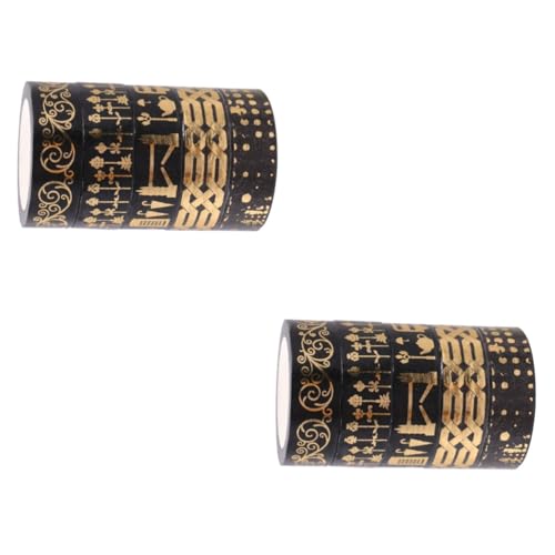 TEHAUX 2 Sätze Washi-tape Dünn Glänzend Dekoration Verpackung Papier Farbiges Band Goldfolie Band Süß Bunt Goldenes Metallband Farben Dekoratives Klebeband Schwarz 5 Rollen * 2 von TEHAUX