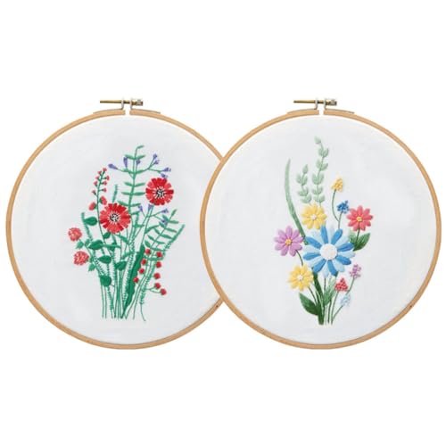 TEHAUX 2 Satz Stickset für Anfänger embroidery handwerkskunst dekorationen needles Zubehör Bausätze Nadeln Nähset nähende Einfädler Quilten Handwerkszeug für den Haushalt Stickformfaden von TEHAUX