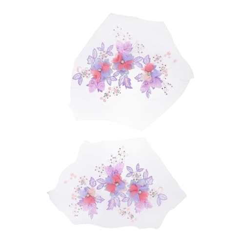TEHAUX 2 Stück Aufnäher Mit Blumenstickerei Verzerrungen Patch Kleidung Flecken Nähen Verschönerung Applikationen Bestickt Rosa Filz Blumen Stoff Polyester Violett von TEHAUX