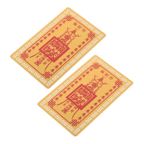 TEHAUX 2 Stück Chinesische Glückskarte Tai Sui Amulett aus Stabilem Metall Traditionelles Feng Shui Schutzsymbol mit Gott Des Reichtums Vielseitig für Zuhause Büro Auto Wohlstand und von TEHAUX