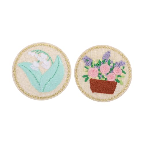 TEHAUX 2 Stück Gestickter Blumenfleck Aufnäher Blumenbeete pflanzen Stickaufkleber dekorative Patches Nähen von gestickten Applikationen Pflanzenblumenapplikation Stoffzubehör Rayon Bunt von TEHAUX