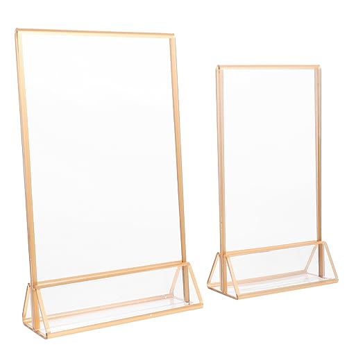 TEHAUX 2 Stück Goldene Staffelei Steht Reservierte Schilder Für Tische Goldener Schildhalter Plakatständer Für Schilder Posteranzeige Tischschilder Stehen Doppelt Goldständer Handel Acryl TEHAUX 2 Stück Goldene Staffelei Steht Reservierte Schilder Für Tische Goldener Schildhalter Plakatständer Für Schilder Posteranzeige Tischschilder Stehen Doppelt Goldständer Handel Acryl von TEHAUX