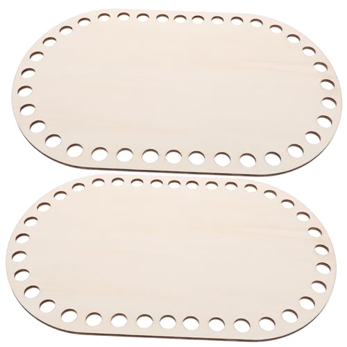 TEHAUX 2 Stück Kreis leer unten Tasche Stricken mit klein zum Häkeln Holzrahmen für DIY Körbe geldbörsen Korbboden aus Holz Webkorb untere Basis häkeln holz basis Korbgeflecht unten von TEHAUX
