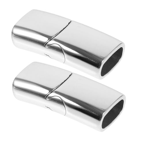 TEHAUX 2 Stück Magnetverschlüsse, Edelstahl, Lederband-endkappen Für Männer Und Frauen, Schmuck, Halsketten, Armbänder, Diy-herstellung, Bastelbedarf, Silber TEHAUX 2 Stück Magnetverschlüsse, Edelstahl, Lederband-endkappen Für Männer Und Frauen, Schmuck, Halsketten, Armbänder, Diy-herstellung, Bastelbedarf, Silber von TEHAUX