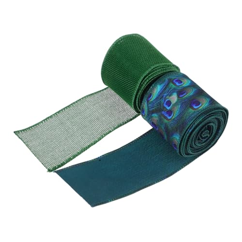 TEHAUX 2 Stück Polyester Drahtband Grün mit Pfauenfeder Breit Drahtkanten für Einfache Formgebung Vielseitig für Geschenkverpackung Kränze Weihnachtsdekoration und Diy Basteleien TEHAUX 2 Stück Polyester Drahtband Grün mit Pfauenfeder Breit Drahtkanten für Einfache Formgebung Vielseitig für Geschenkverpackung Kränze Weihnachtsdekoration und Diy Basteleien von TEHAUX
