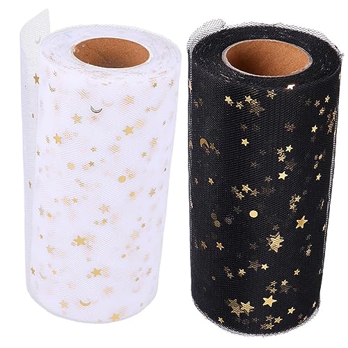 TEHAUX 2 Stück Rollen Stoffmaschenrolle Hochzeitsdekor Party Dekoration Sterne hängend pailletten sequin flashes bastelzeug asterigos Bastelbedarf für Hochzeiten Hochzeit Tüllrock Stoff von TEHAUX