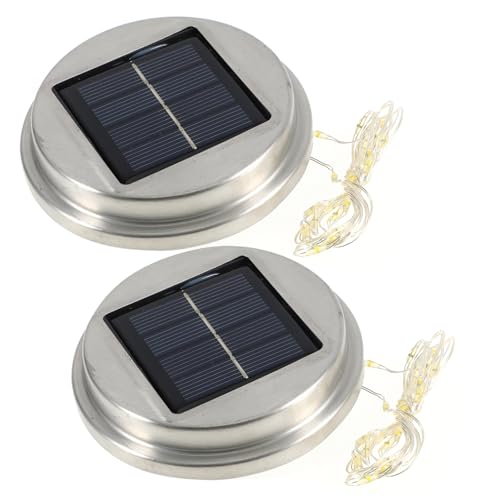 TEHAUX 2 Stück Solar LED Deckel für Einmachgläser DIY Hängelampe mit Warmweißem Licht für Garten und Außenbereich und Installieren von TEHAUX
