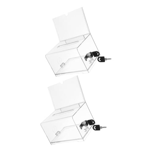 TEHAUX 2 Stück Spendenbox aus Acryl mit Schloss Visitenkartenhalter und Vorschlagsbox Transparent Vielseitig Einsetzbar für Events und Langlebig und Stabil von TEHAUX