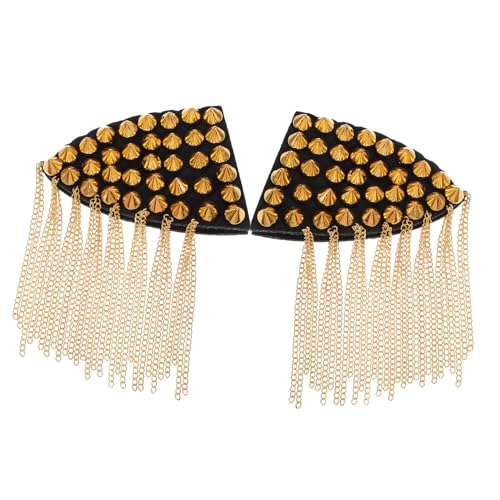 TEHAUX 2 Stück Teiliges Goldene Nieten quasten Schulterklappen Modische DIY Epauletten Applikationen für Kostüme Bühnenoutfits Cosplay und Festliche Anlässe Vintage Punk Stil von TEHAUX