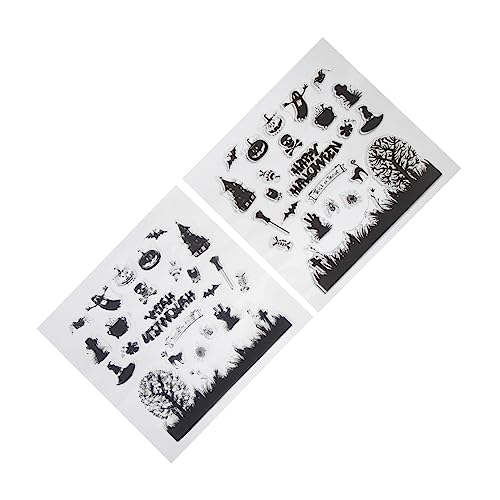 TEHAUX 2 Stück Teiliges Halloween Stempel aus Langlebigem Silikon Transparente DIY Stamps für Scrapbooking Geschenkdekoration und Planer Wiederverwendbar und Einfach zu Reinigen von TEHAUX