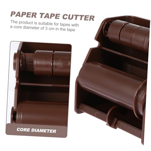 TEHAUX 2 Stück Washi Tape Abroller Braun mit Rutschfester Basis und Sicherem Papierschneider für Kern Klebeband Praktischer Tape Dispenser für Büro Basteln und Kinderhandwerk von TEHAUX
