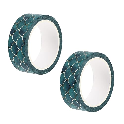 TEHAUX 2 Stück Washi Tape mit Fischschuppen Muster Repositionierbar und Rückstandsfrei Dekoratives DIY Klebeband für Scrapbooking Notizbücher und Partybedarf und Langlebig von TEHAUX