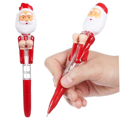 TEHAUX 2 Stück Weihnachtskugelschreiber mit Weihnachtsmann-motiv Dekompressionsspielzeug Glatte Kugelschreiber für Schüler Praktische Kunststoffstifte als Kleine Zufällige von TEHAUX