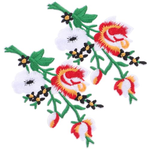 TEHAUX 2 Stücke Gestickte dekorative Aufnäher Patches zum Aufnähen Flicken aufnähen Aufnäher für Kleidung Blumenbeete stoffblumen aufbügeln Vintage Bügelbilder Stickereiflecken von TEHAUX