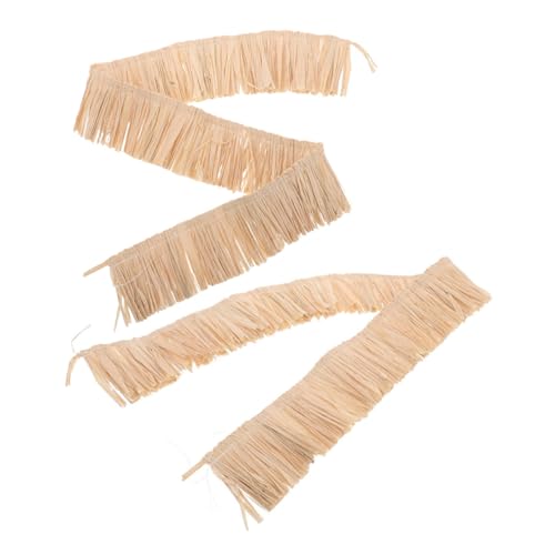 TEHAUX 2 Stücke Handgewebter Raffia Quastenbesatz Natürlicher Bastfransen Dekor Atmungsaktiv und Vielseitig für DIY Taschen Schuhe und Sommer Accessoires von TEHAUX