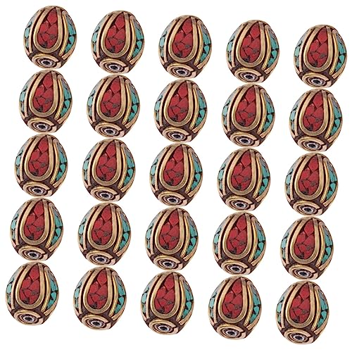 TEHAUX 20 Stück Buddha Spacer Perlen Messing und Türkis Nepal Stil DIY Schmuck Vielseitige Abstandsperlen für und Armbänder für Handwerksprojekte und Dekoration von TEHAUX
