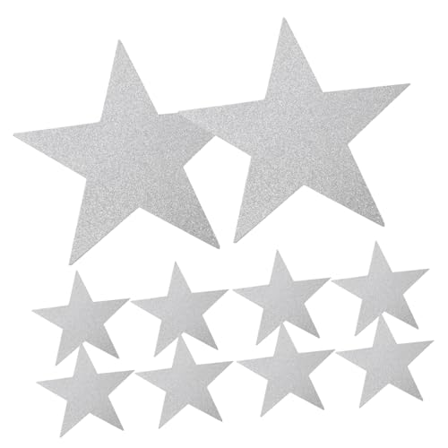 TEHAUX 20 Stück Fünfzackiger Stern Aus Papier Form Handwerk Ausgeschnitten Papier Geschnitten Klassenzimmer Ausschnitte Wand Dekorationspapier Papierausschnitt Silver von TEHAUX
