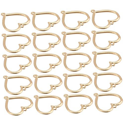 TEHAUX 20 Stück Halskette Lünetten Anhänger Herz Tabletts rahmen glänzend hohl für bastelzeug the craft Ohrringe mit offenen Einfassungen Schmuck mit offenen Einfassungen Legierung Golden von TEHAUX