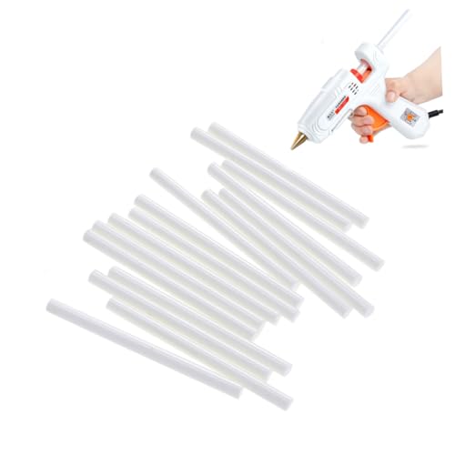 TEHAUX 20 Stück Heißklebepistole Klebestifte Weiß Farbige Schmelzklebesticks Geruchsfrei Flexibel für DIY Basteln Schmuck Reparatur von TEHAUX