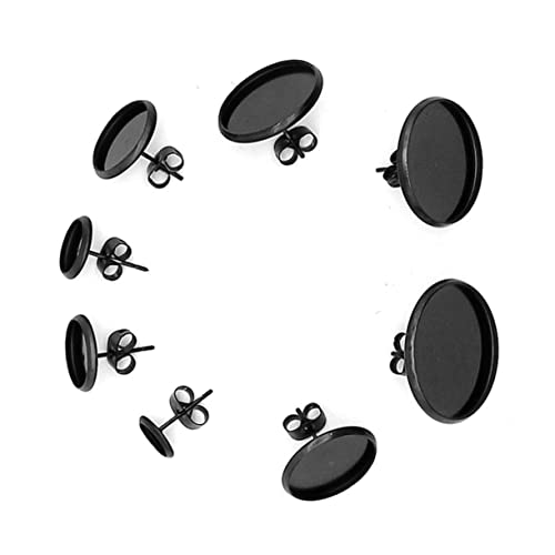 TEHAUX 20 Stück Ohrstecker Basis DIY Schmuckzubehör Runde Ohrstecker mit Schwarzem Kork Boden Ohrringe Herstellung mit Ohrstopper für Frauen und Innendurchmesser von TEHAUX