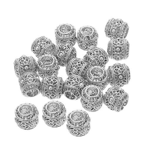 TEHAUX 20 Stück Perlenketten Form Stil Kleine Perlen Für Armbänder Abstandsperlen Metallperlen Armbandperlen Perlen Mit Großem Loch Bastelbedarf Charm Armband Bastelset Silber von TEHAUX