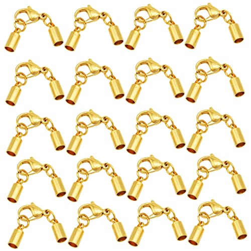 TEHAUX 20 Stück Schnalle Aus Lederband Schließungen Halskettenverschluss Schließe Multi Verschlüsse Schmuckverschluss Strand Hummerschere Golden TEHAUX 20 Stück Schnalle Aus Lederband Schließungen Halskettenverschluss Schließe Multi Verschlüsse Schmuckverschluss Strand Hummerschere Golden von TEHAUX