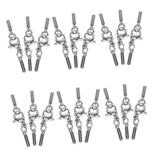 TEHAUX 20 Stück Schnalle aus Lederband Schließe Verschlüsse Klaue Sterling Kabel Halskette Schlüssel Hummerschere Kettenverschluss Schmuckverschluss Silver von TEHAUX