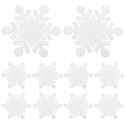 TEHAUX 20 Stück Schneeflocken-aufbügler für Kleidung, Diy-stoffapplikationen, Weiße Stoffaufkleber für Die Reparatur Und Dekoration von Kleidung von TEHAUX
