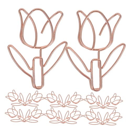 TEHAUX 20 Stück Teiliges Bunte Tulpen Büroklammern aus Metall Elegante Langlebige und Niedliche Blumenform Paperclips für Schule Büro Lesezeichen und Dekorative Papierorganisation von TEHAUX