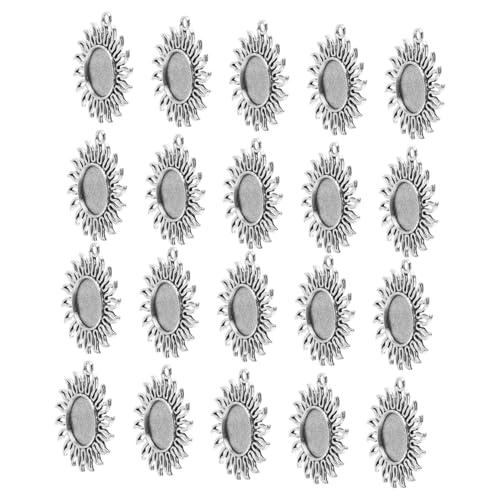 TEHAUX 20 Stück Teiliges Sonnenblumen Rundfassung aus Langlebiger Zinklegierung Vintage Cabochon tray für DIY Schmuckherstellung Geeignet für Halsketten und Ohrringe von TEHAUX
