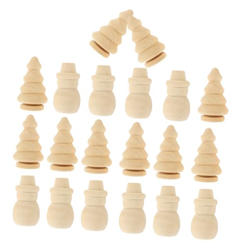 TEHAUX 20 Stück Weihnachten Schneemann Ornamente süße Graffiti-Spielzeuge Bausatz Party geformt christbaumanhänger weihnachtsbaumanhänger holz weihnachtsdeko leeres Holzhandwerk von TEHAUX