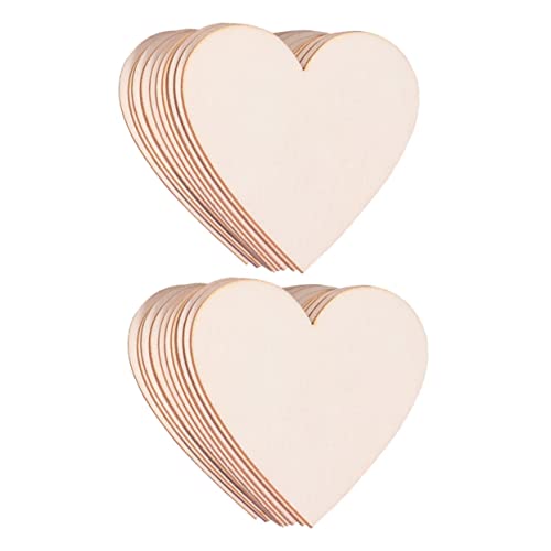 TEHAUX 20 Stück liebe Hackschnitzel Herz Schild geformt Hochzeitsdekoration dekorativ heartstopped holzdeko Holzhandwerk Holzstich Holzstücke zarte Holzscheibe Holzscheiben hölzern Beige von TEHAUX