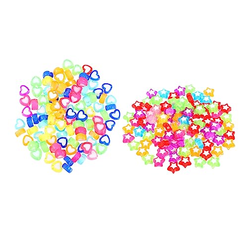 TEHAUX 200 Stück Acrylperlen Bunte Herz und Sternperlen DIY Bastelperlen Dekorative Perlen für Schmuckherstellung für Armbänder und Kreative Projekte von TEHAUX