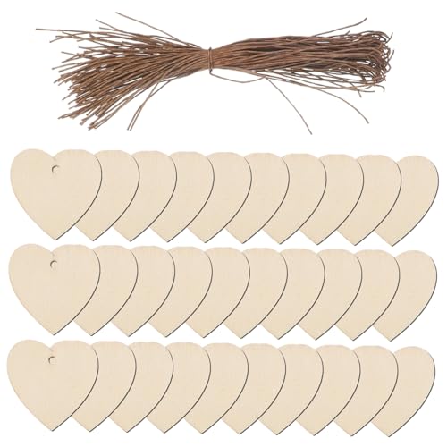 TEHAUX Unfertige Herzanhänger Aus Holz 200 Stück Bastelherzen Aus Holz Set Mit Dekorationsverzierungen von TEHAUX