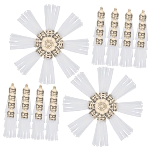 TEHAUX 200 Stück Mini Quasten Anhänger aus Kunstleder Weiß Leichte Taschen Schlüsselanhänger Quasten für DIY Schmuck Basteln Vielseitige Zubehör für Handtaschen und Armbänder von TEHAUX