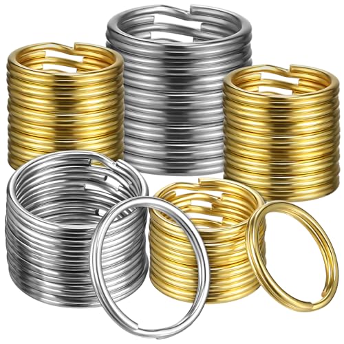 TEHAUX 200 Stück Schlüsselringe für Bastelarbeiten Schlüsselorganisationsringe Gold Teilt Herstellung keyring schlüsselanhänger Schlüsselbefestigungsringe Schlüsselringe gespalten Kupfer von TEHAUX