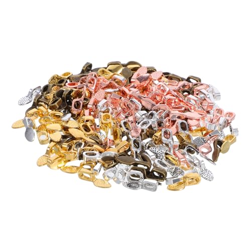 TEHAUX 200 Stück Schmuckanhänger Bails aus Metall für DIY Schmuckherstellung Kleine Ovale und Runde Flache Klebeanhänger in Farben Stabile Verbindung für Halsketten und Ohrringe von TEHAUX
