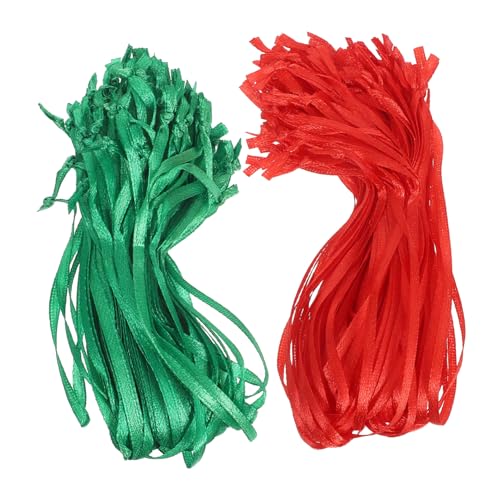 TEHAUX 200 Stück Weihnachtsbaum -Hängelband Ornament Ribbon Ornamente Ornamentseil dünnes rotes Band Weihnachtsornament Aufhänger Baumschmuck Weihnachtsornament-Aufhänger Polyester von TEHAUX