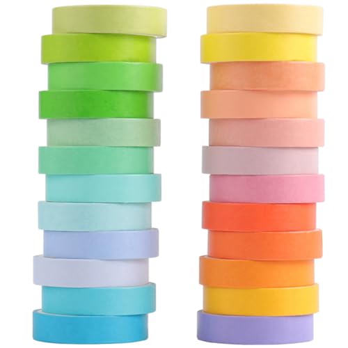 TEHAUX 24 Rollen Bunte Washi Tape DIY Scrapbooking Klebeband für Handbuch Tagebuch Fotoalben Geschenkgestaltung und Kreative Projekte von TEHAUX