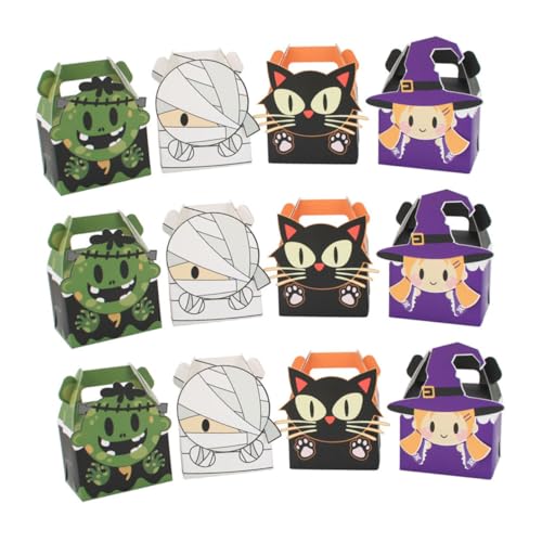 TEHAUX 24 Stück Teiliges Halloween Süßigkeitenbox Mumiendesign Praktische Papiertüten für Süßigkeitenaufbewahrung Leichte und Dekorative Candy Holder für Party und Geschenkverpackung von TEHAUX