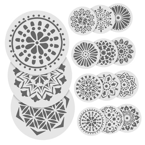 TEHAUX 24 Stück Teiliges Mandala Schablonen aus Robustem Vielseitige Blumenmotive für DIY Malerei Wanddekoration Holzschilder und Bastelprojekte Wiederverwendbare Malvorlagen für von TEHAUX