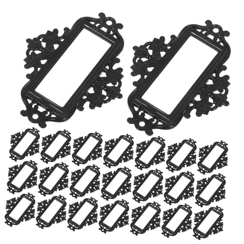 TEHAUX 24 Stück Vintage Metall Etikettenhalter mit Sicherem Kartenfach Robuster Metallstruktur Vielseitig für Schrank Schublade und Visitenkarten Retro Stil für Büro und Zuhause von TEHAUX