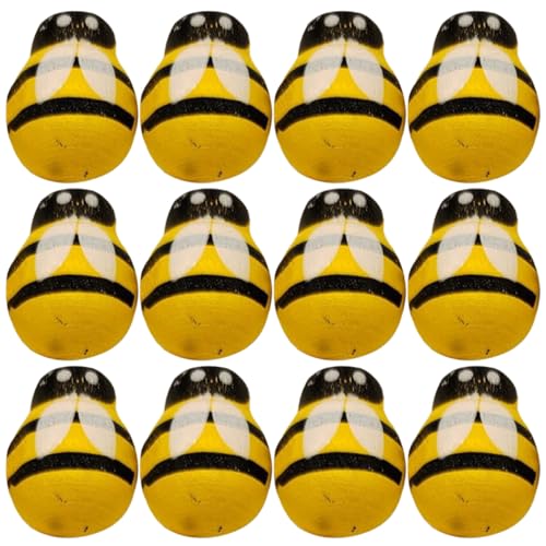 TEHAUX 24Stücke Holz Bienen Deko Handgefertigte Bienen Ornamente für DIY Partydekoration Lebendige Bienenfiguren Stabilem Holz für Kränze und Tischgestaltung von TEHAUX
