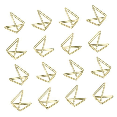 TEHAUX 25 Stück Dreieckiger Memohalter Haltertisch Spender Büroklammer Inhaber büro accessoires visitenkarten halterung bilderrahmen staffelei Bildclips Desktop-Clips Eisen Golden von TEHAUX