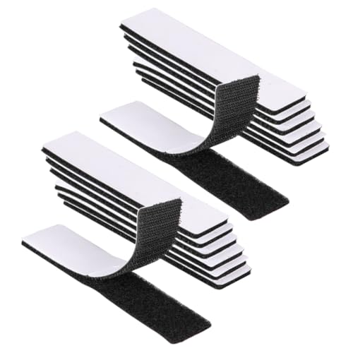 TEHAUX 25 Stück Starkes Selbstklebendes Klettband Doppelseitiges Klebepads mit Extra Starkem Haftkleber Schwarz für Wände Glas Leicht Zuschneidbar und Rückstandsfrei Ablösbar von TEHAUX