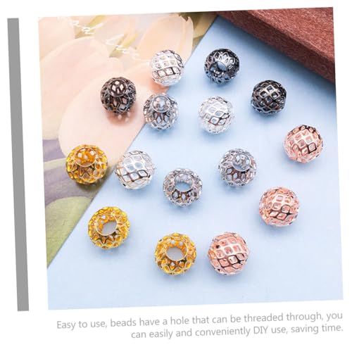 TEHAUX 25 Stück Teiliges Kupfer Spacer Perlen Schmuckherstellung DIY Armband Bastelperlen mit Glatter Oberfläche in Gold Silber Schwarz Roségold und Weißk für Handgemachte Anhänger und von TEHAUX