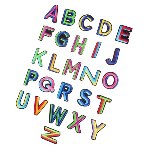 TEHAUX 26 Stück Buchstaben Stickerei Stoffflicken Bestickte Anfangsbuchstaben Schriftzug Applikation Buchstaben Zum Aufnähen Patches Für Kleidung Lösliches Make Up Strass von TEHAUX